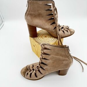 Soda Taupe Lace-Up Heeled Boots